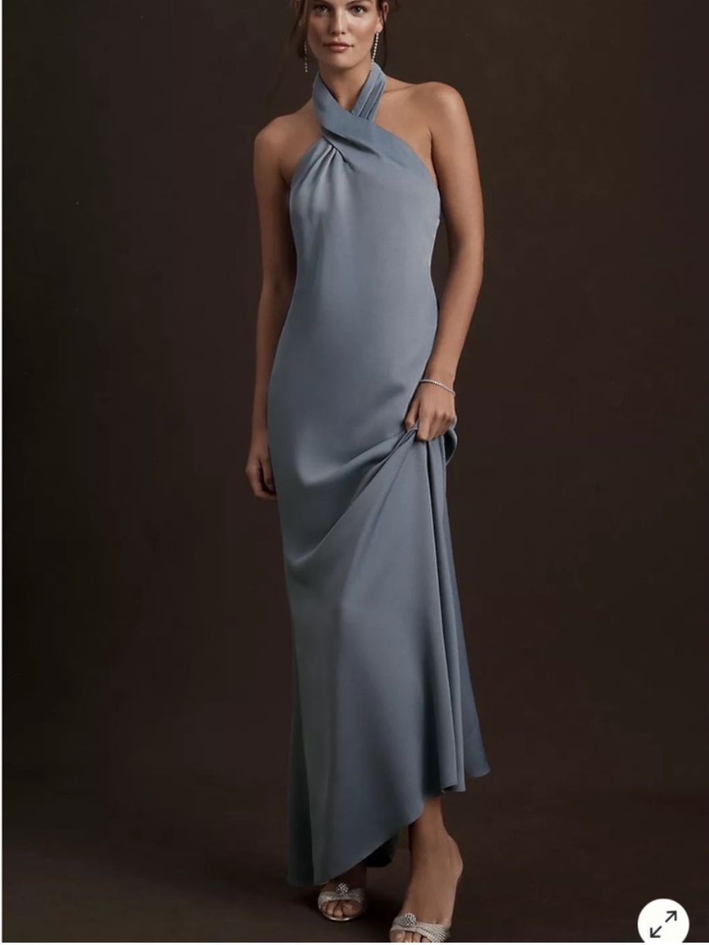 BHLDN Dress Ruby Halter Maxi in Dusty Blue